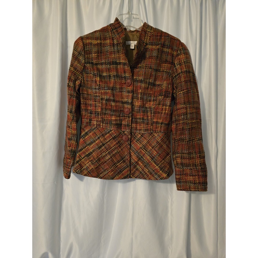 Coldwater Creek Women's Tweed Boucle‎ Peplum Shaped Jacket Size 12